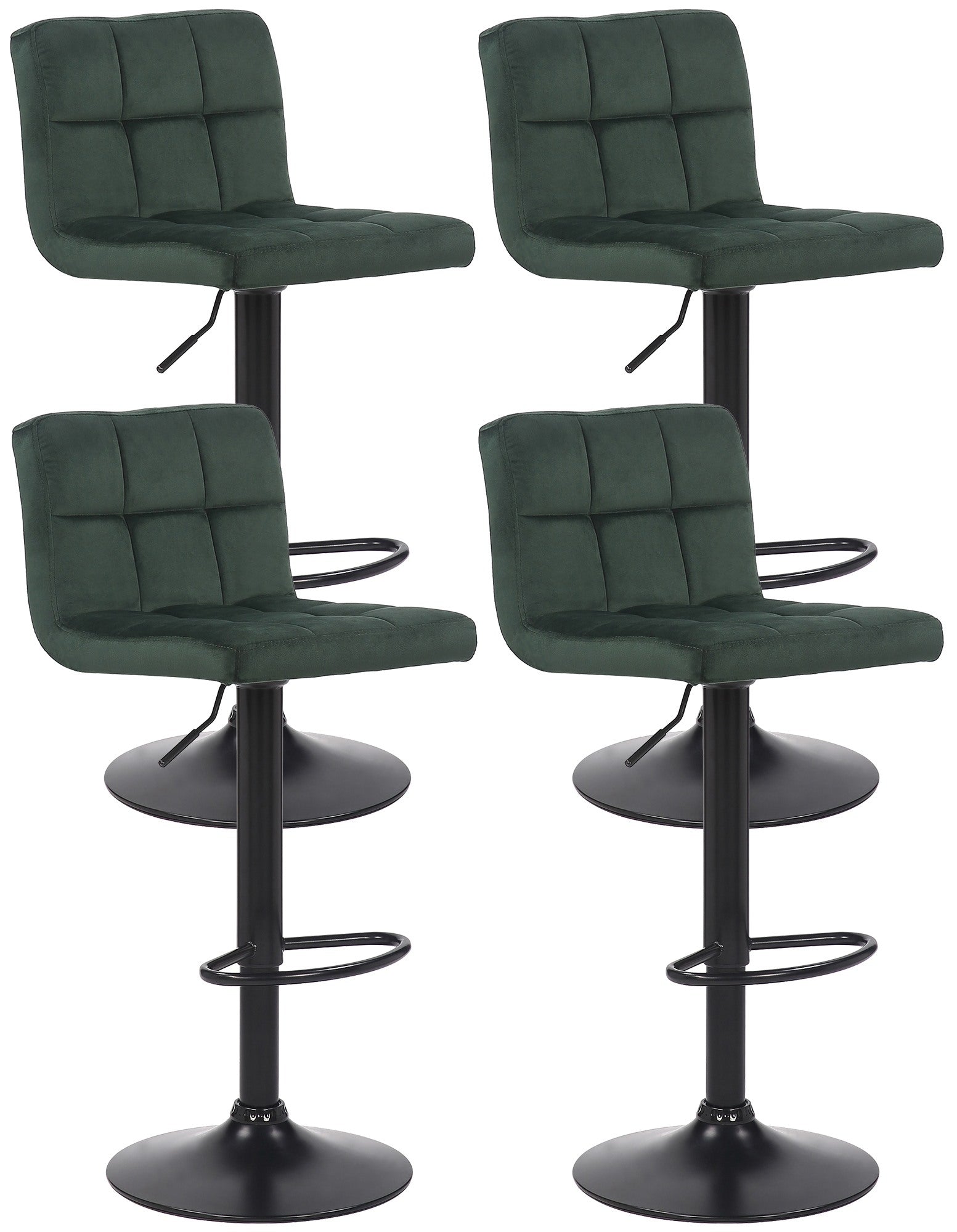 4-delige Set Barkrukken Fluweel - Barstoelen - Optimaal Comfort Kleur groen