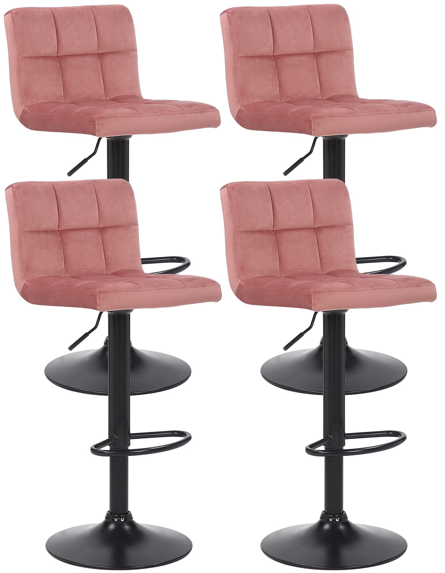 4-delige Set Barkrukken Fluweel - Barstoelen - Optimaal Comfort Kleur roze