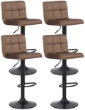 4-delige Set Barkrukken Fluweel - Barstoelen - Optimaal Comfort Kleur bruin