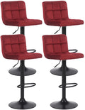 4-delige Set Barkrukken Fluweel - Barstoelen - Optimaal Comfort Kleur rood