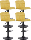 4-delige Set Barkrukken Fluweel - Barstoelen - Optimaal Comfort Kleur geel