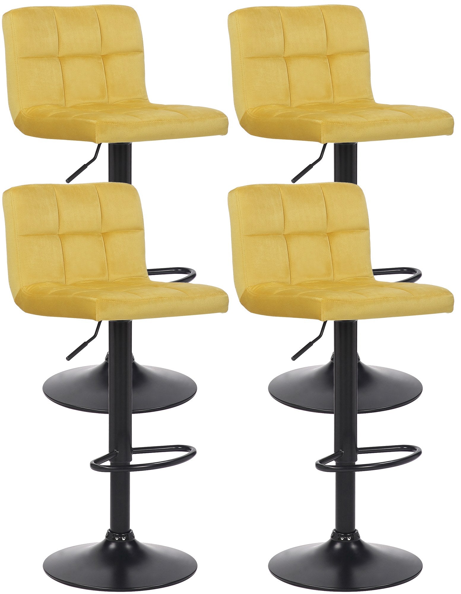 4-delige Set Barkrukken Fluweel - Barstoelen - Optimaal Comfort Kleur geel