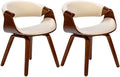 2-delige set Eetkamerstoelen - Comfortabele Stoelen - Ondersteunende Rugleuning Kleur walnoot/creme Materiaal Stof