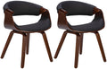 2-delige set Eetkamerstoelen - Comfortabele Stoelen - Ondersteunende Rugleuning Kleur walnoot/zwart Materiaal Stof