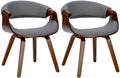2-delige set Eetkamerstoelen - Comfortabele Stoelen - Ondersteunende Rugleuning Kleur walnoot/grijs Materiaal Stof