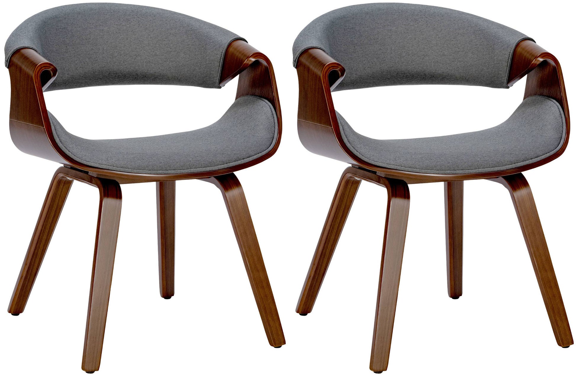 2-delige set Eetkamerstoelen - Comfortabele Stoelen - Ondersteunende Rugleuning Kleur walnoot/grijs Materiaal Stof