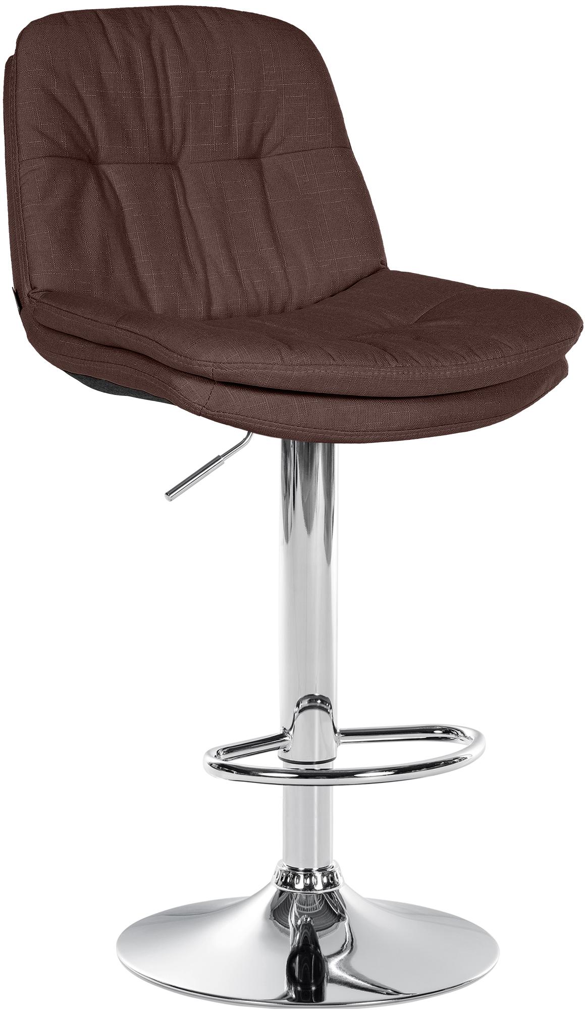 Barkruk met Stoffen Bekleding - Hoge Stoel - Verstelbaar & Draaibaar Comfort Kleur bruin Materiaal onderstel Metaal in chroomlook