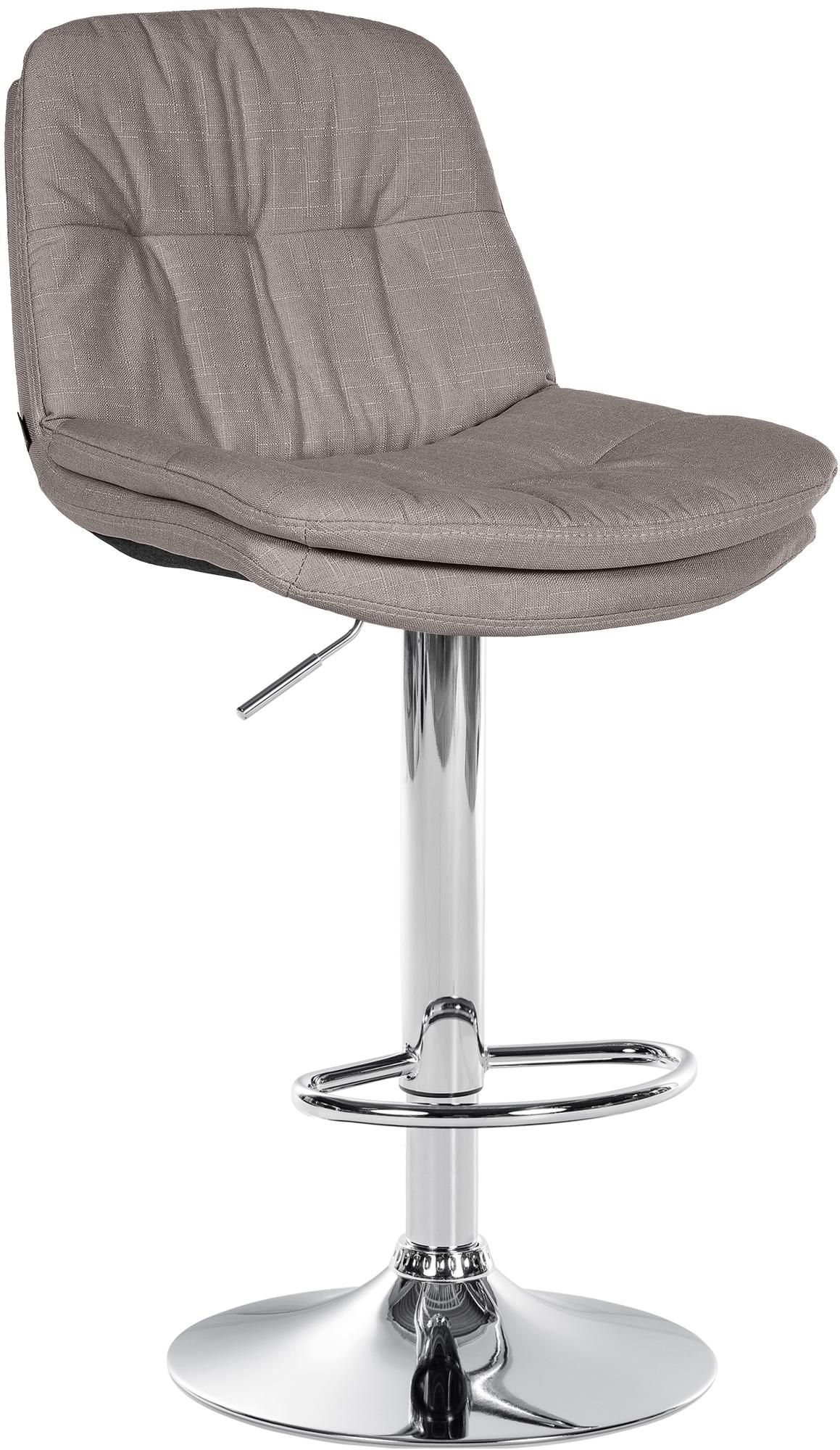 Barkruk met Stoffen Bekleding - Hoge Stoel - Verstelbaar & Draaibaar Comfort Kleur grijs Materiaal onderstel Metaal in chroomlook