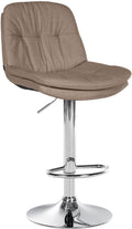 Barkruk met Stoffen Bekleding - Hoge Stoel - Verstelbaar & Draaibaar Comfort Kleur taupe Materiaal onderstel Metaal in chroomlook