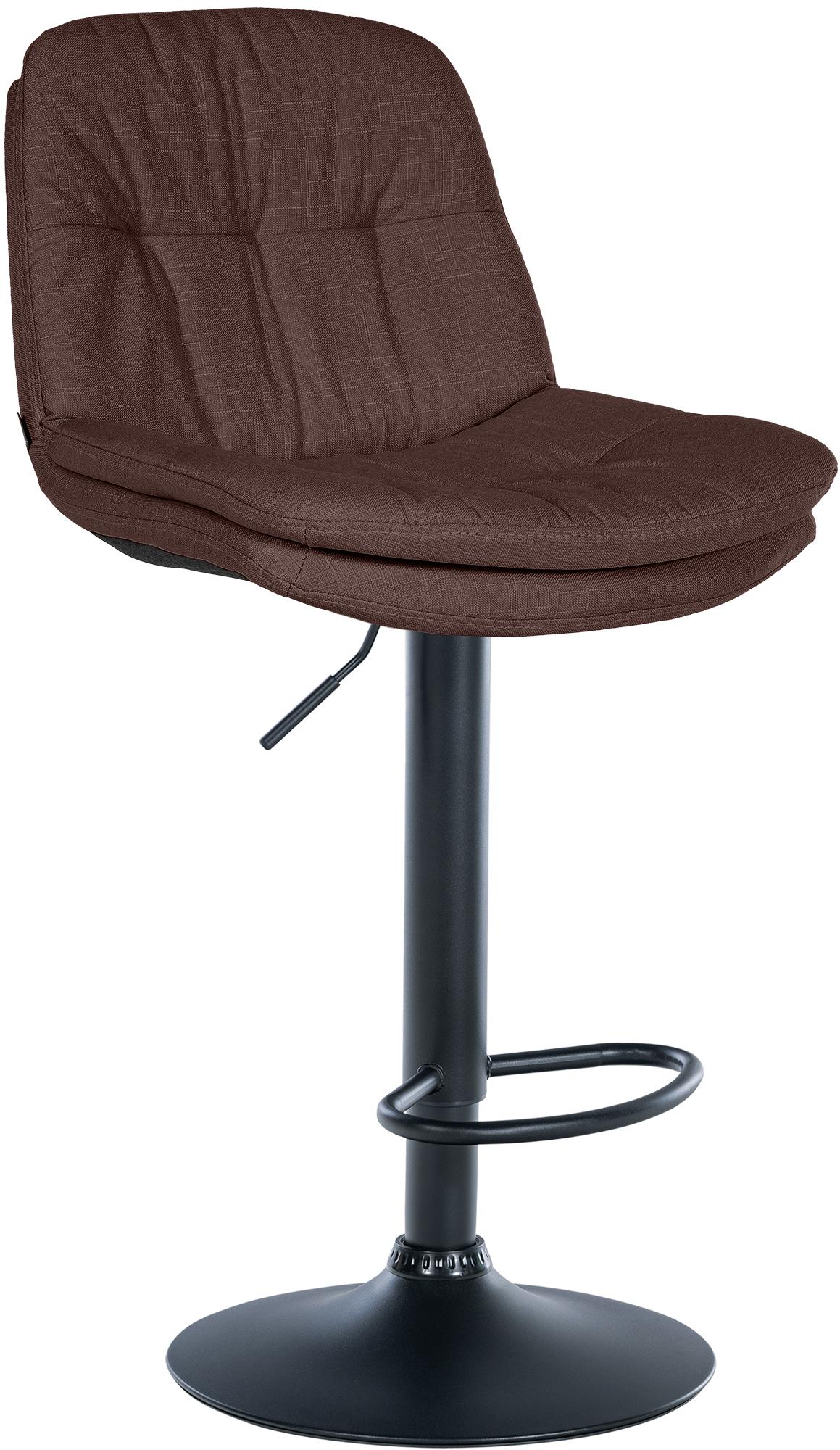Barkruk met Stoffen Bekleding - Hoge Stoel - Verstelbaar & Draaibaar Comfort Kleur bruin Materiaal onderstel Metaal matzwart