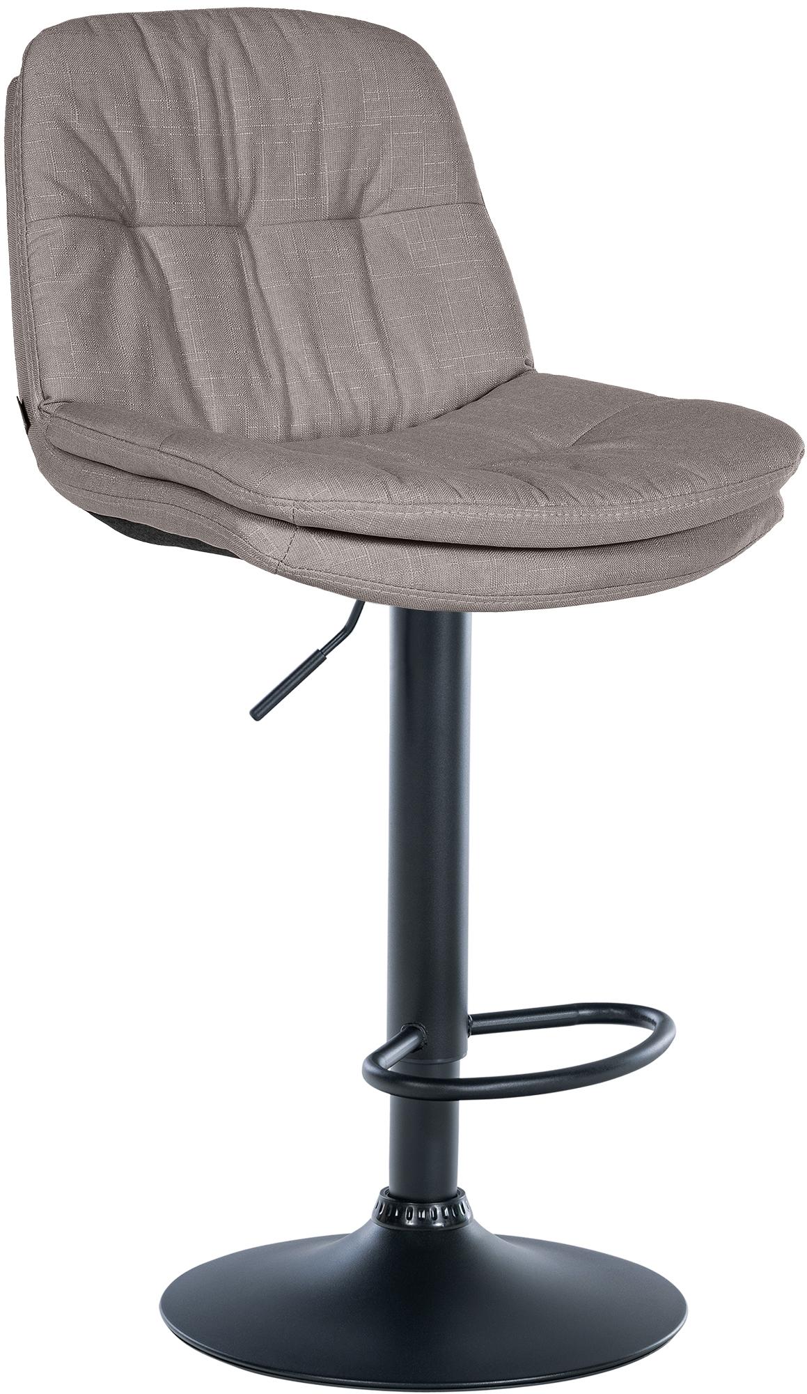 Barkruk met Stoffen Bekleding - Hoge Stoel - Verstelbaar & Draaibaar Comfort Kleur grijs Materiaal onderstel Metaal matzwart