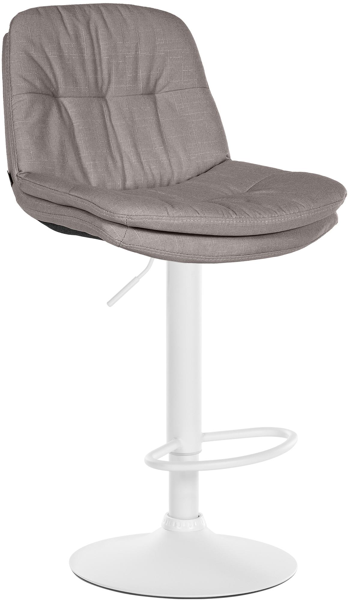 Barkruk met Stoffen Bekleding - Hoge Stoel - Verstelbaar & Draaibaar Comfort Kleur grijs Materiaal onderstel Metaal mat wit