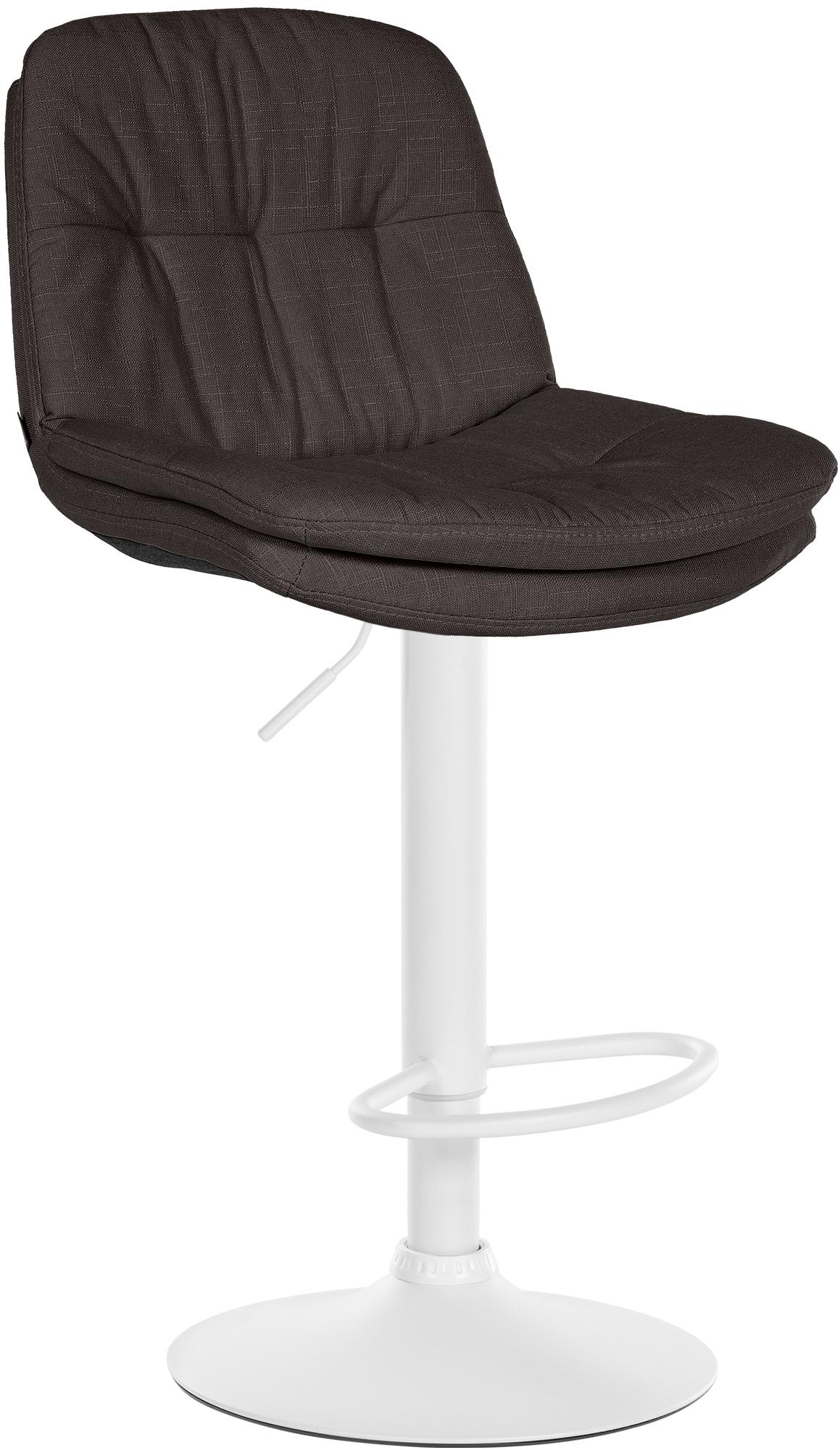 Barkruk met Stoffen Bekleding - Hoge Stoel - Verstelbaar & Draaibaar Comfort Kleur donkergrijs Materiaal onderstel Metaal mat wit