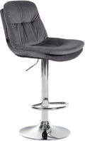 Donkergrijze Fluwelen Barkruk - Hoge Stoel - Verstelbaar Frame & Hoog Zitcomfort Kleur donkergrijs
