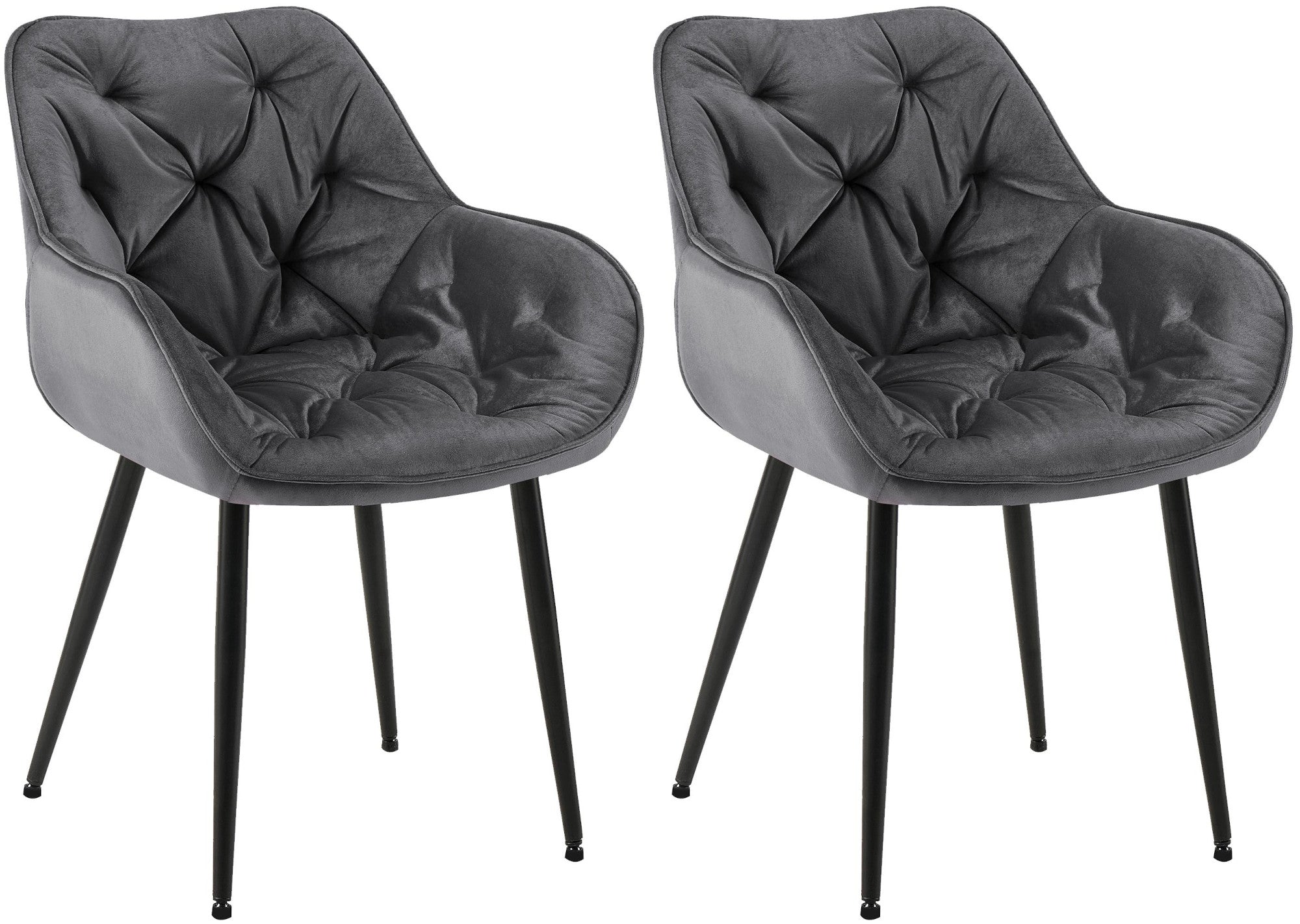 2-delige set Fluwelen Eetkamerstoelen - Stoelenset - Modern Design & Comfort Kleur donkergrijs
