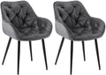 2-delige set Fluwelen Eetkamerstoelen - Stoelenset - Modern Design & Comfort Kleur donkergrijs