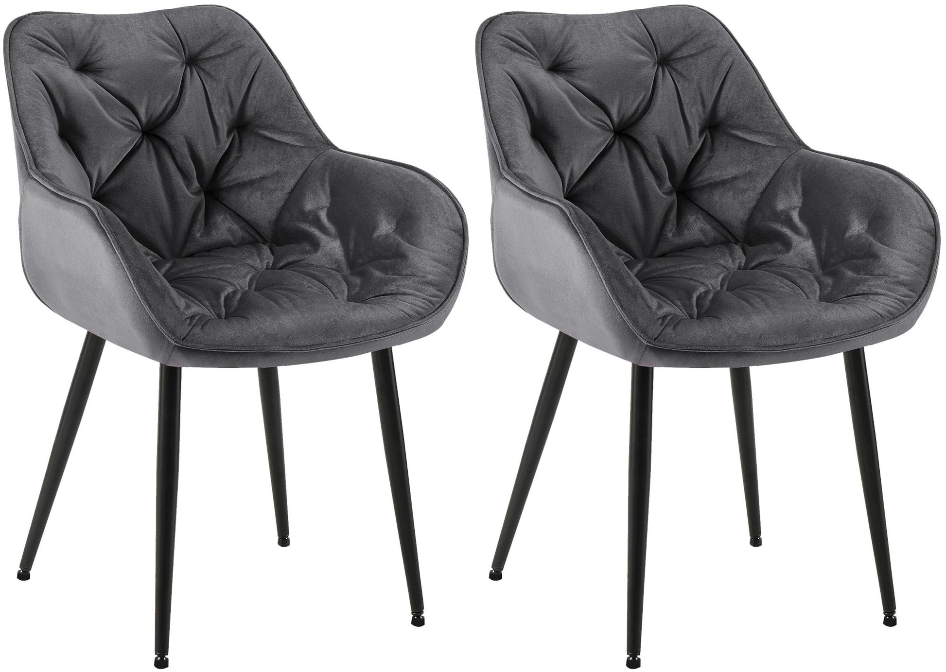 2-delige set Fluwelen Eetkamerstoelen - Stoelenset - Modern Design & Comfort Kleur donkergrijs