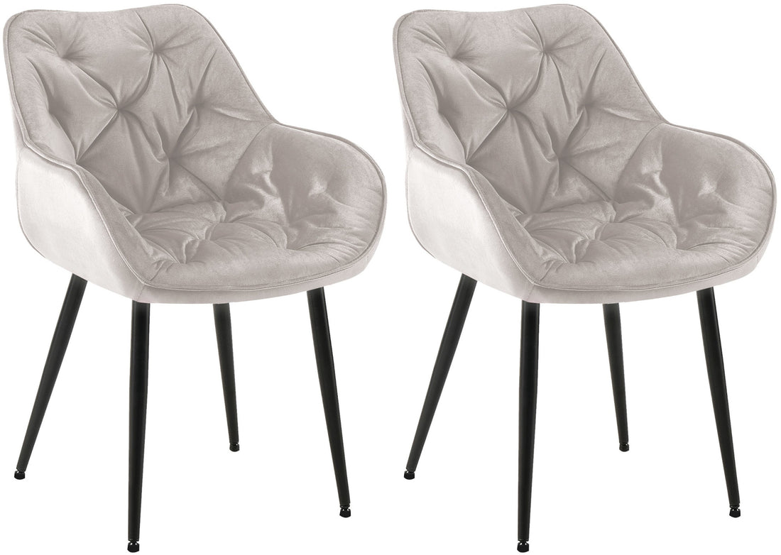 2-delige set Fluwelen Eetkamerstoelen - Stoelenset - Modern Design & Comfort Kleur donkergrijs