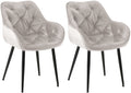 2-delige set Fluwelen Eetkamerstoelen - Stoelenset - Modern Design & Comfort Kleur grijs