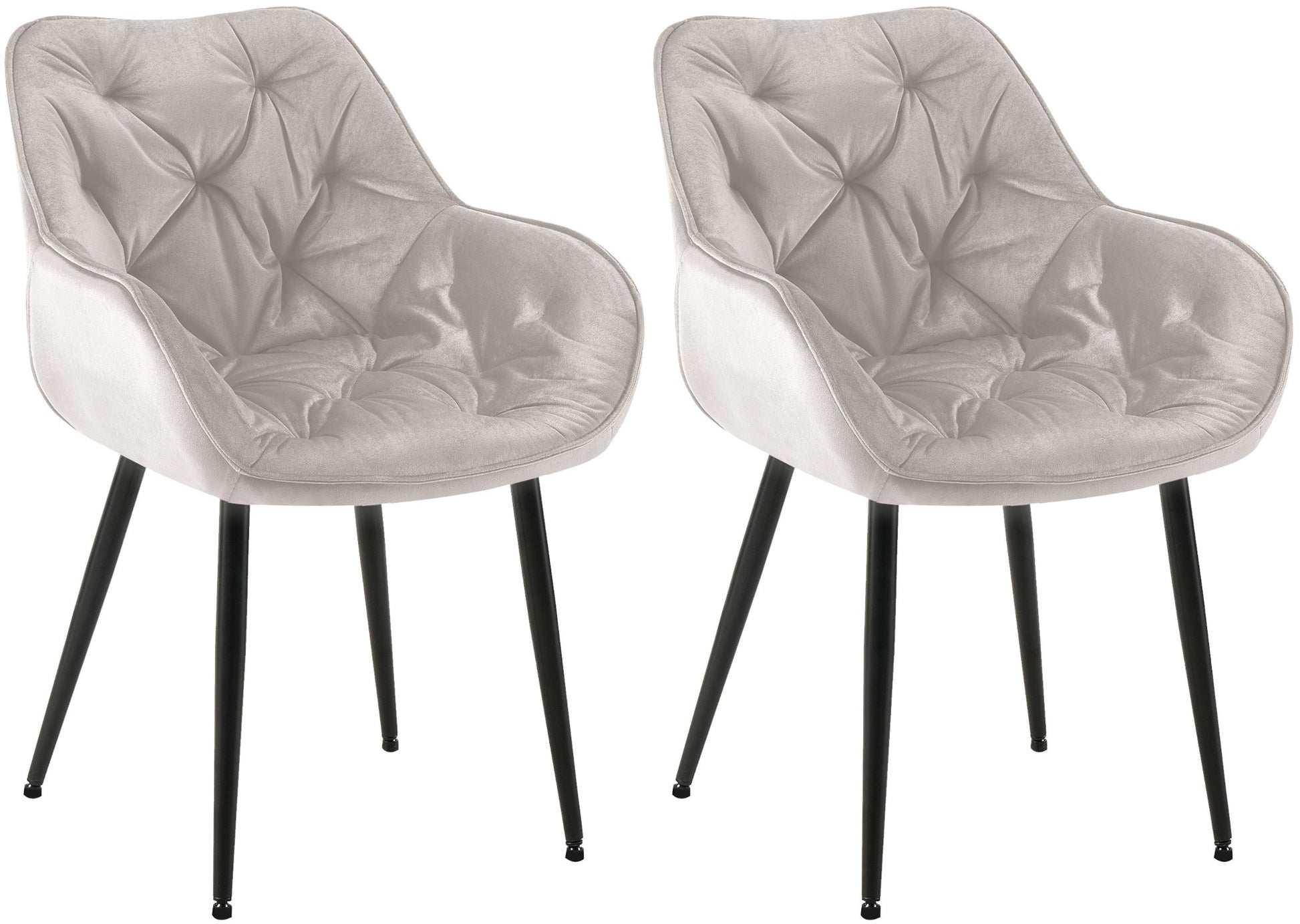 2-delige set Fluwelen Eetkamerstoelen - Stoelenset - Modern Design & Comfort Kleur grijs