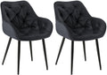 2-delige set Fluwelen Eetkamerstoelen - Stoelenset - Modern Design & Comfort Kleur zwart