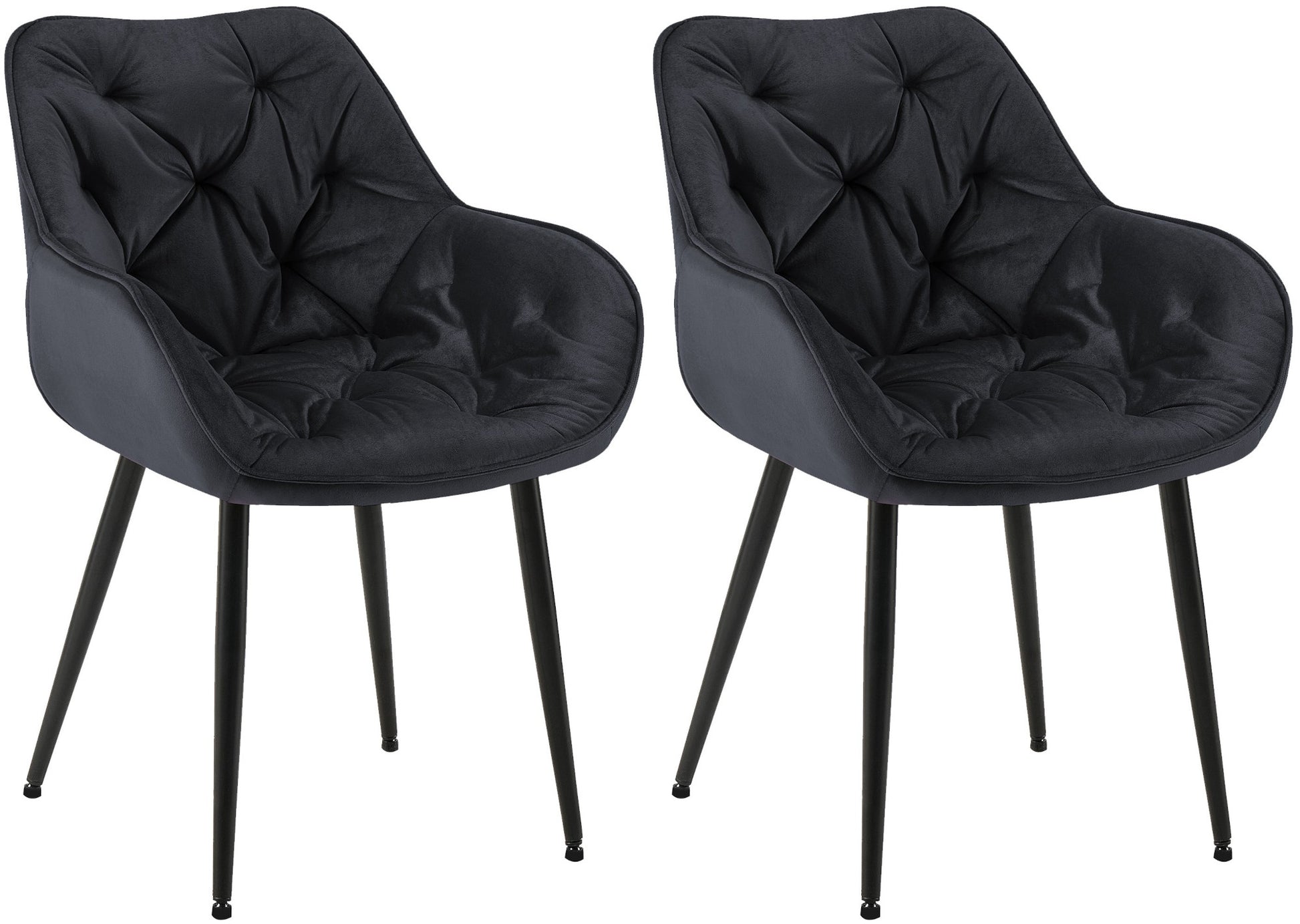 2-delige set Fluwelen Eetkamerstoelen - Stoelenset - Modern Design & Comfort Kleur zwart