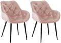 2-delige set Fluwelen Eetkamerstoelen - Stoelenset - Modern Design & Comfort Kleur roze
