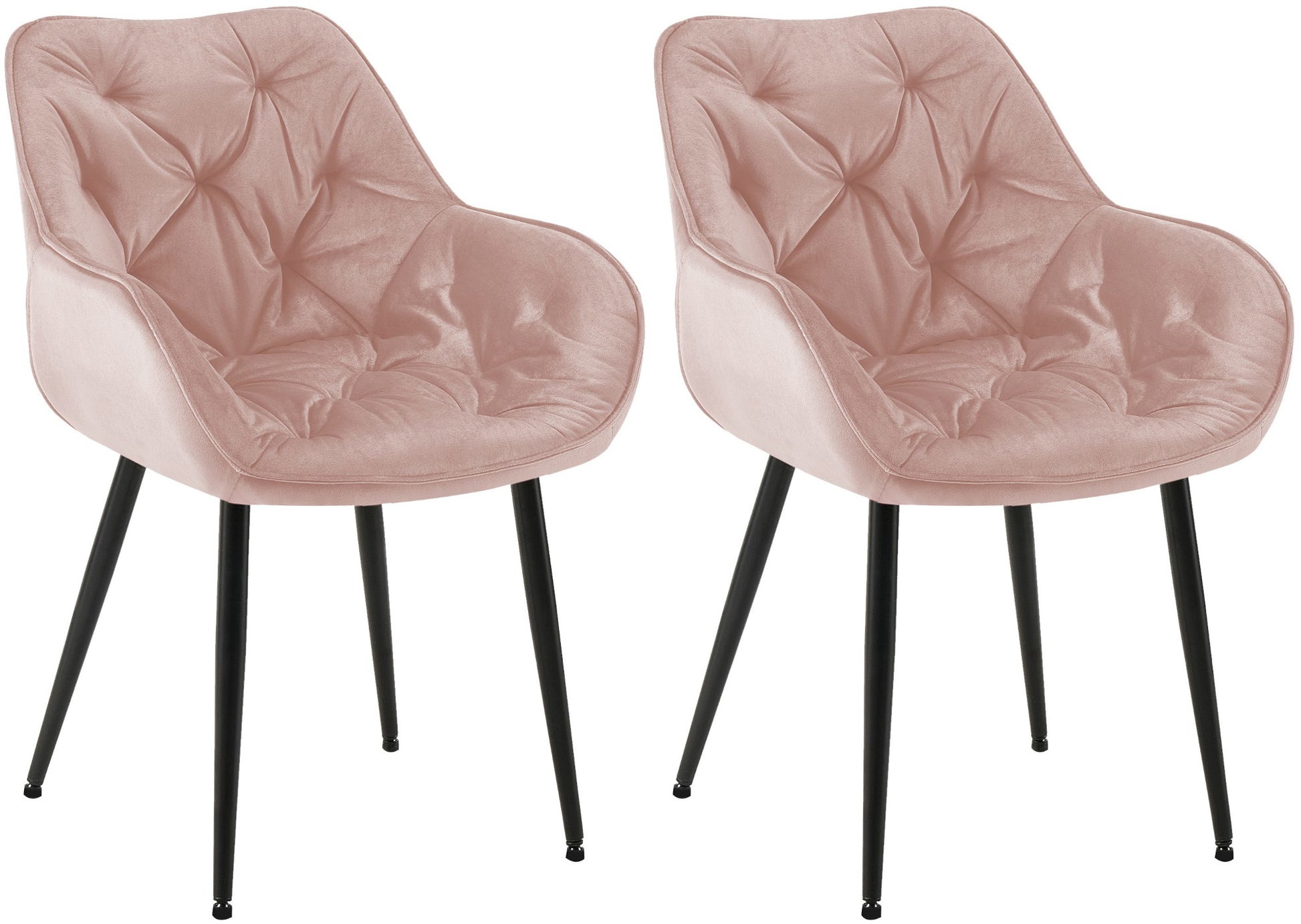 2-delige set Fluwelen Eetkamerstoelen - Stoelenset - Modern Design & Comfort Kleur roze