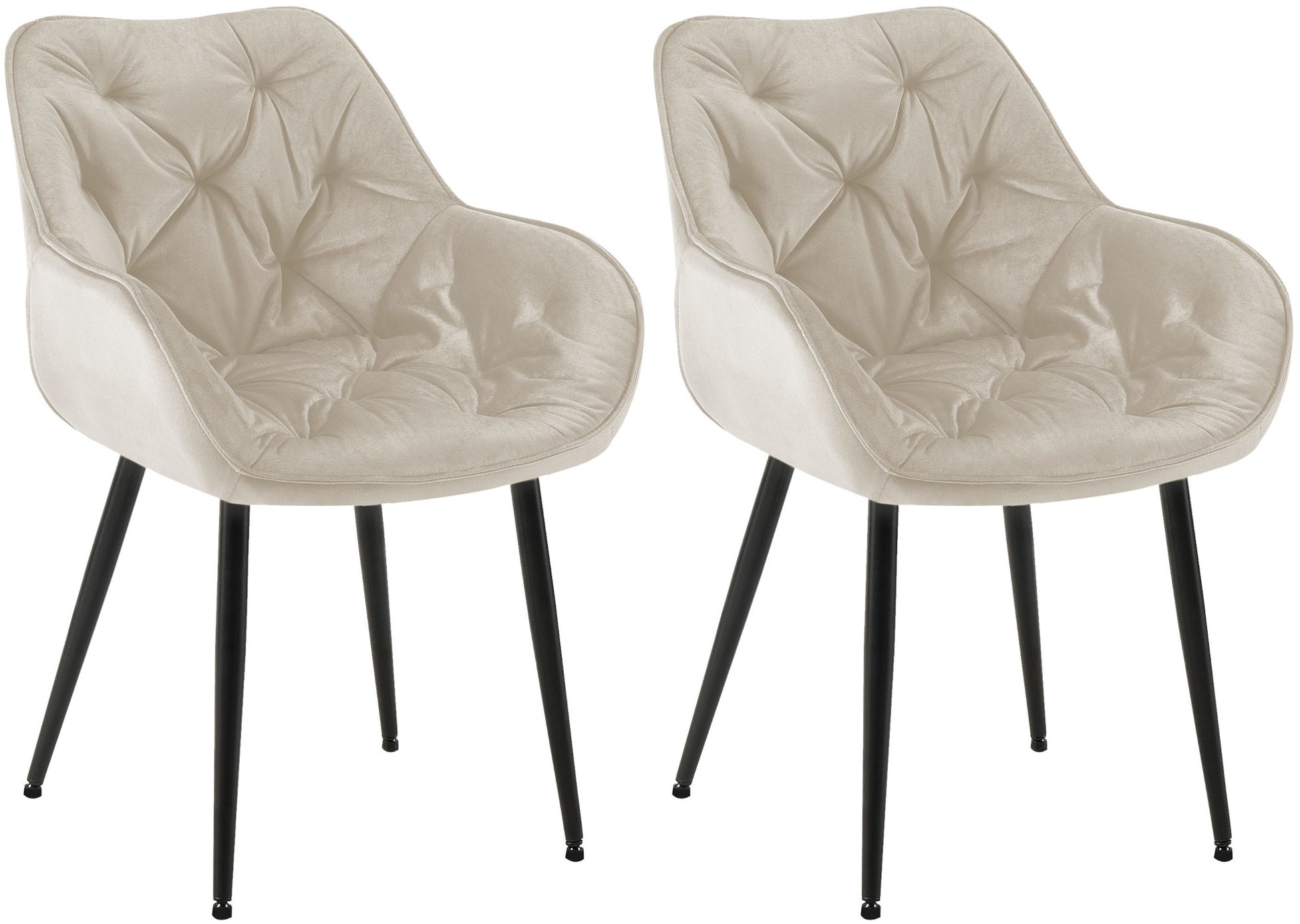 2-delige set Fluwelen Eetkamerstoelen - Stoelenset - Modern Design & Comfort Kleur crème