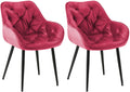 2-delige set Fluwelen Eetkamerstoelen - Stoelenset - Modern Design & Comfort Kleur rood