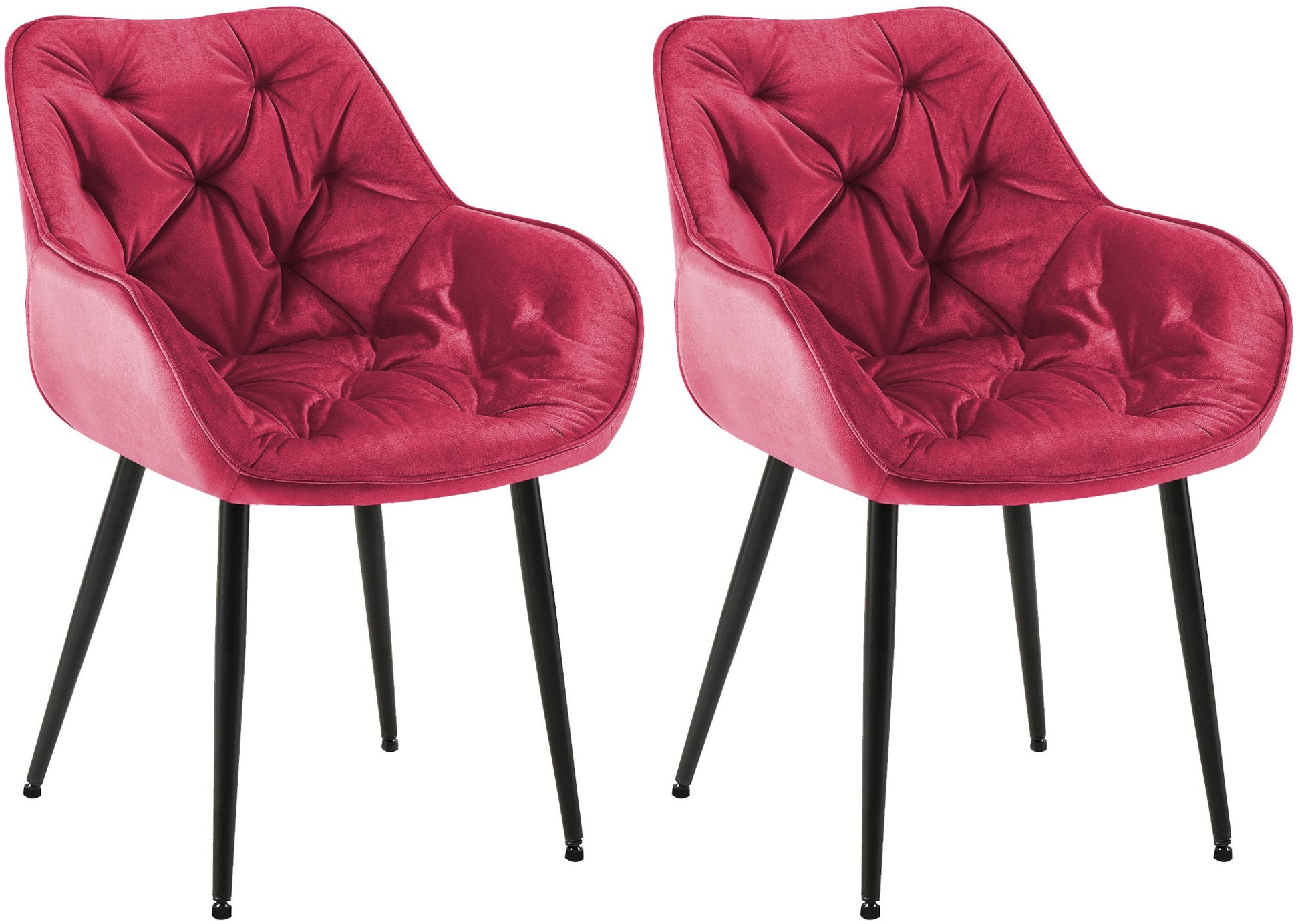 2-delige set Fluwelen Eetkamerstoelen - Stoelenset - Modern Design & Comfort Kleur rood