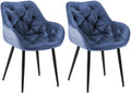 2-delige set Fluwelen Eetkamerstoelen - Stoelenset - Modern Design & Comfort Kleur blauw