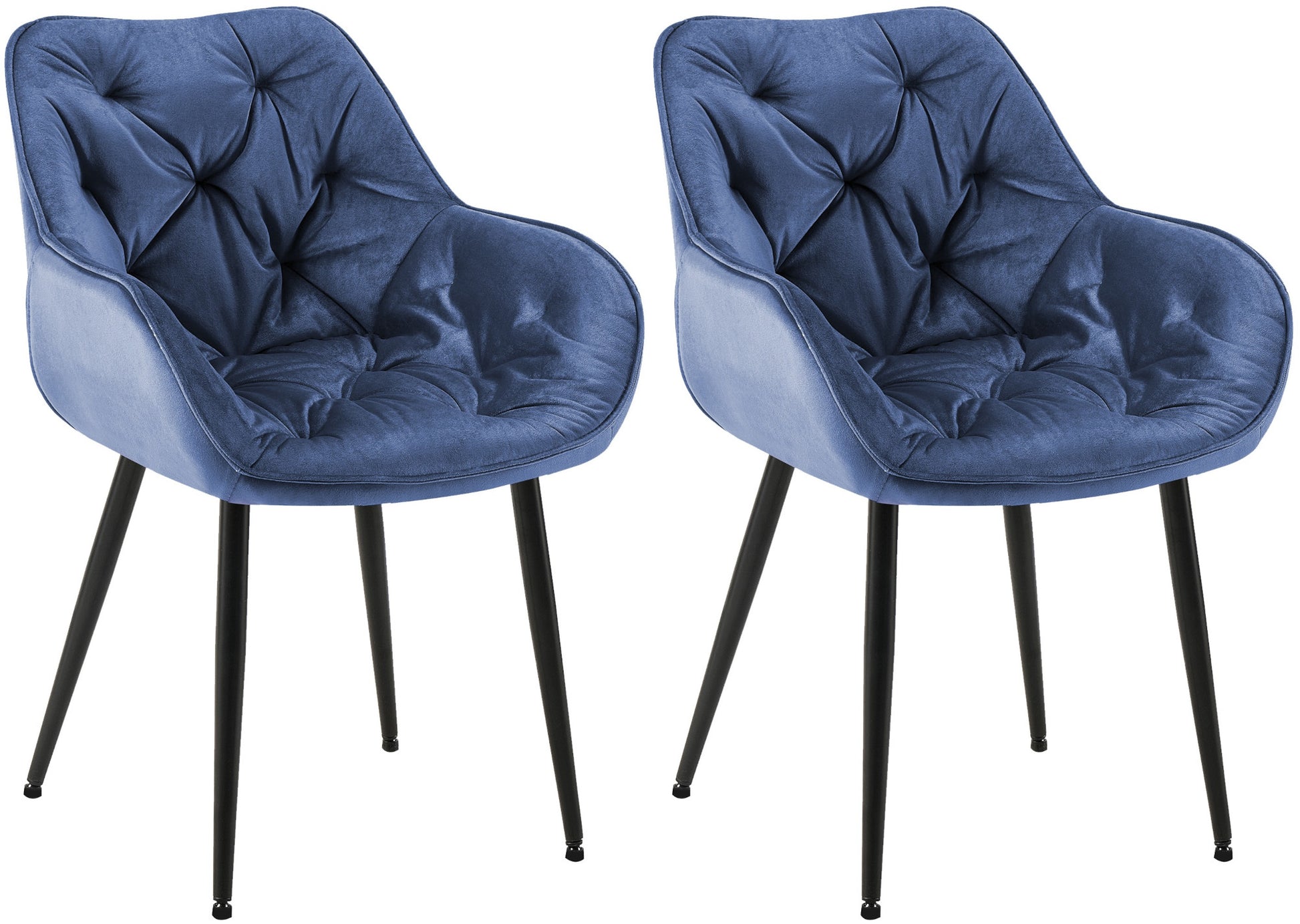 2-delige set Fluwelen Eetkamerstoelen - Stoelenset - Modern Design & Comfort Kleur blauw
