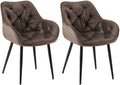 2-delige set Fluwelen Eetkamerstoelen - Stoelenset - Modern Design & Comfort Kleur bruin