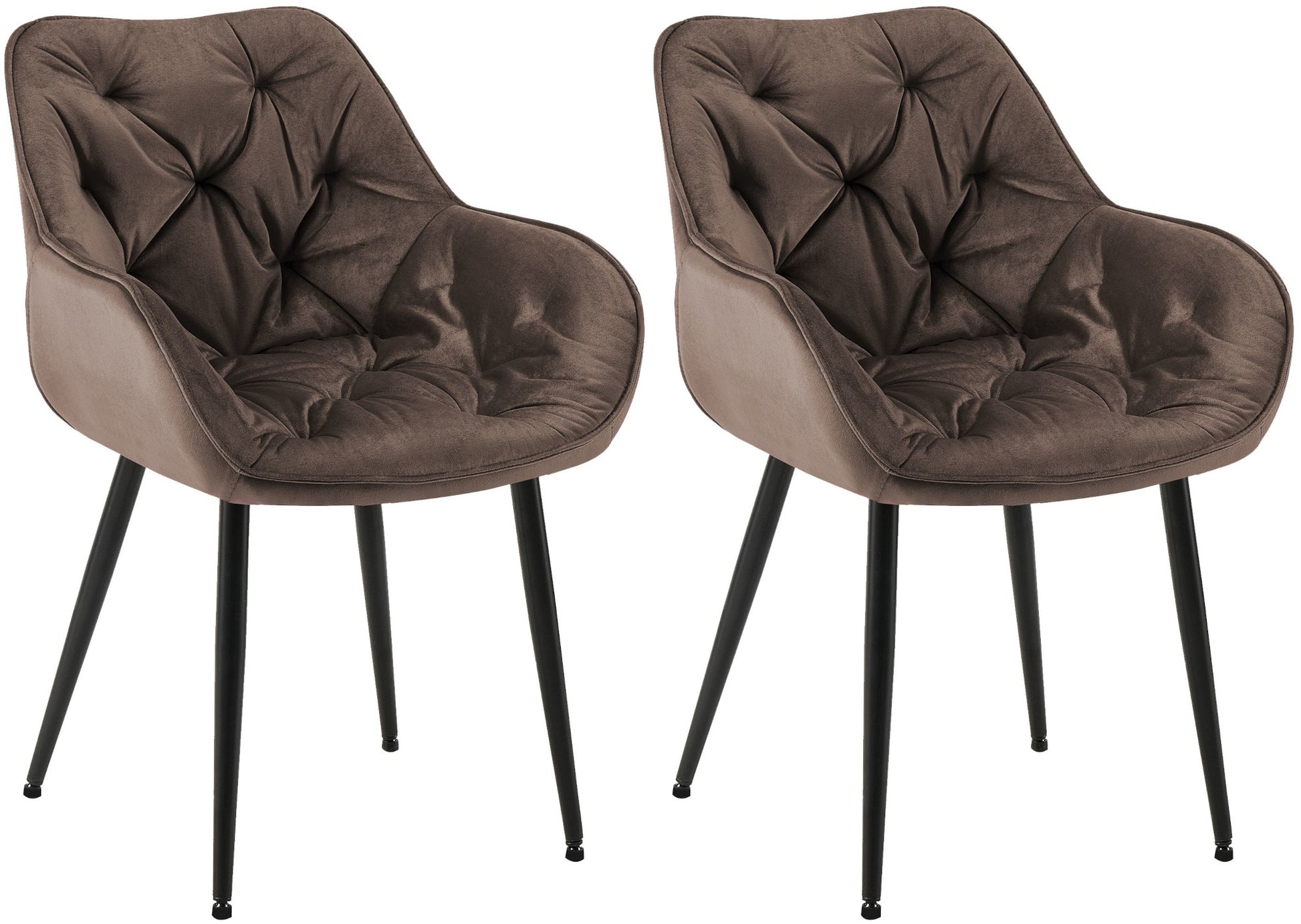 2-delige set Fluwelen Eetkamerstoelen - Stoelenset - Modern Design & Comfort Kleur bruin