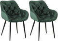 2-delige set Fluwelen Eetkamerstoelen - Stoelenset - Modern Design & Comfort Kleur groen