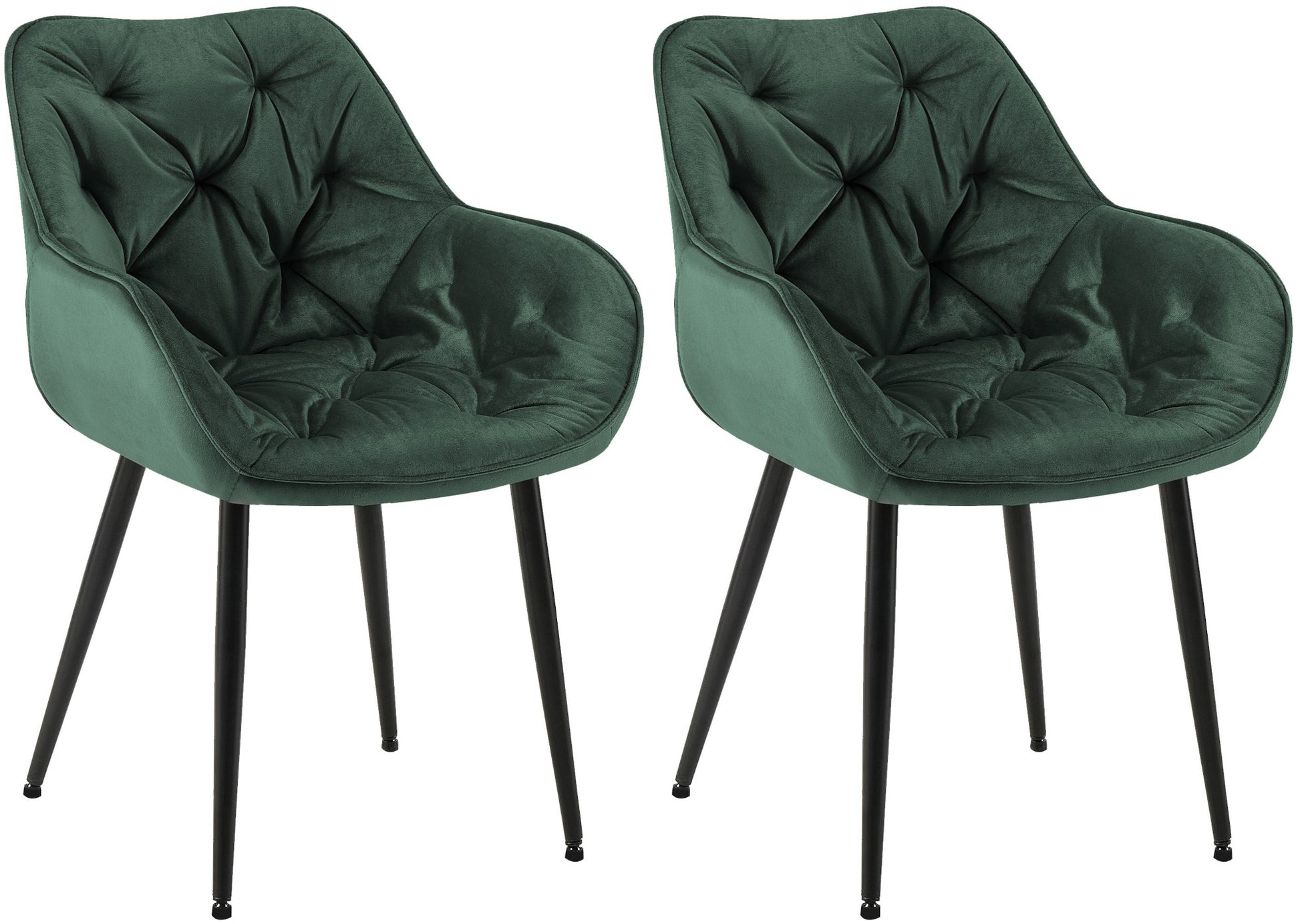 2-delige set Fluwelen Eetkamerstoelen - Stoelenset - Modern Design & Comfort Kleur groen