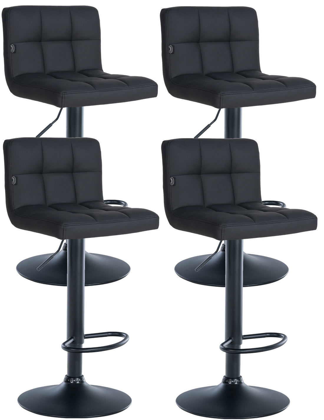 4-delige set Barstoelen - Krukken - Hoogte Verstelbaar voor Ultiem Comfort Kleur zwart Materiaal onderstel Metaal matzwart