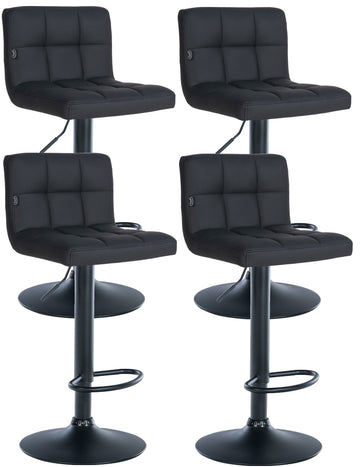 4-delige set Barstoelen - Krukken - Hoogte Verstelbaar voor Ultiem Comfort Kleur zwart Materiaal onderstel Metaal matzwart