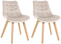 Set van 2 Fluwelen Stoelen - Eetkamerstoelen - Langdurig Zitgemak, Onderhoudsvriendelijk Kleur crème