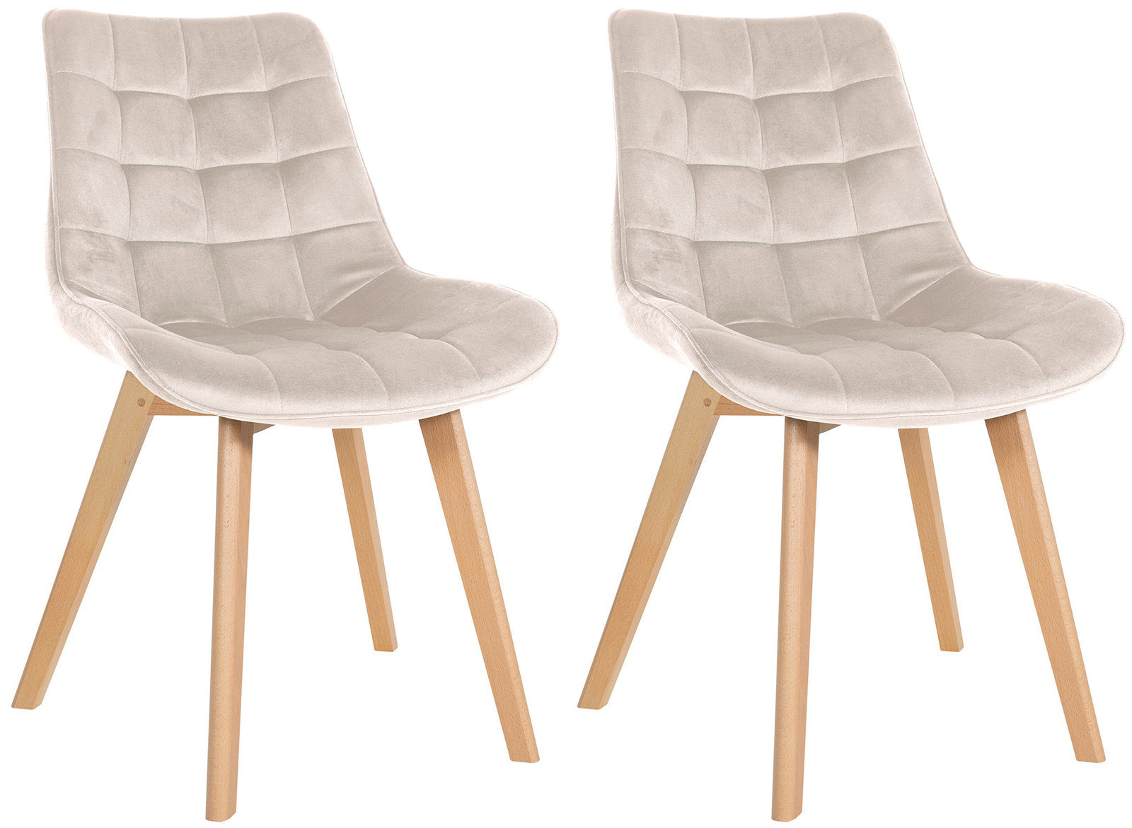 Set van 2 Fluwelen Stoelen - Eetkamerstoelen - Langdurig Zitgemak, Onderhoudsvriendelijk Kleur crème