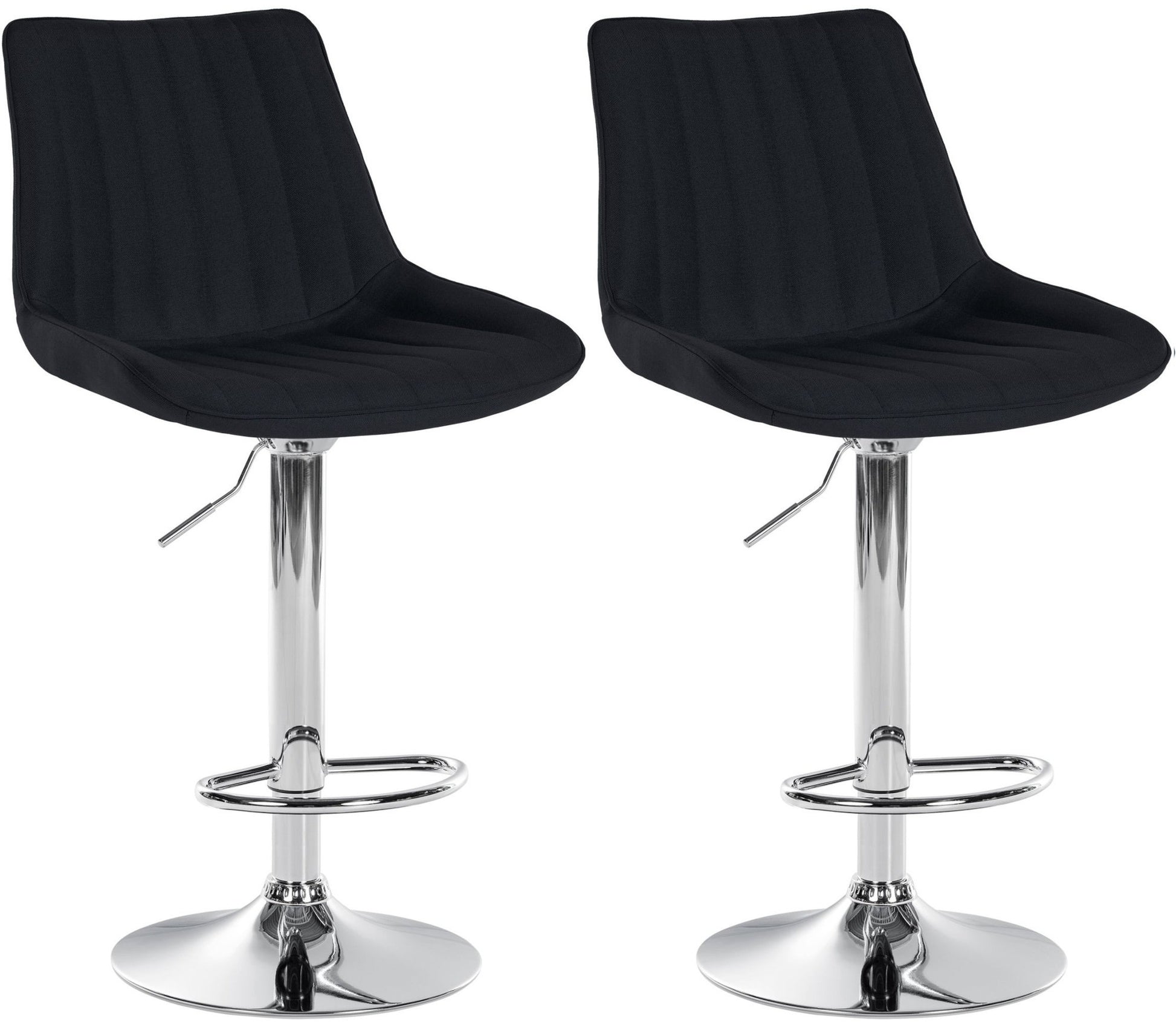 Set van 2 Barkrukken - Hoge Krukken - Optimale Zitcomfort & Verstelbare Hoogte Kleur zwart Materiaal onderstel Metaal in chroomlook