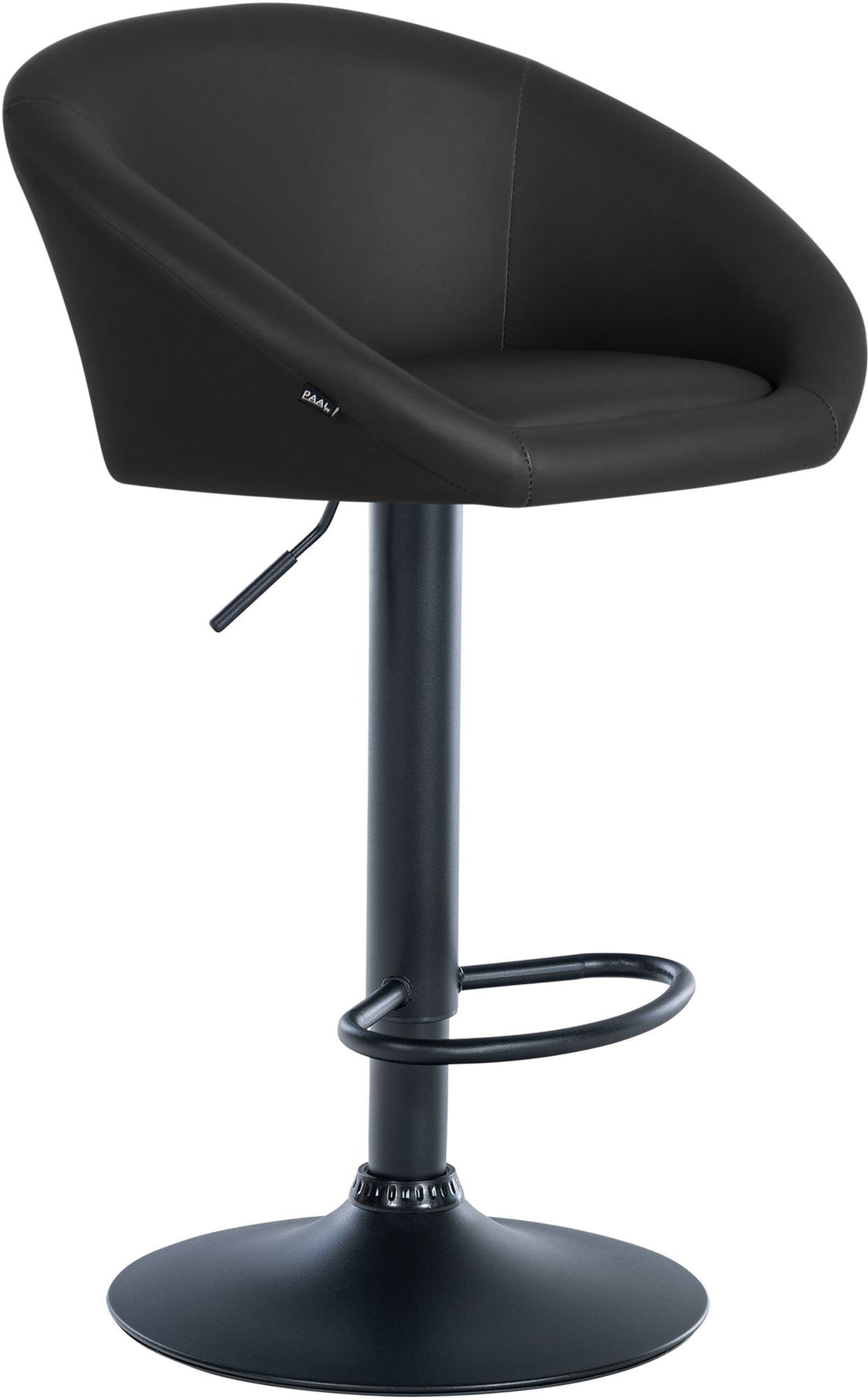Verstelbare kunstleren barkruk - Luxe kruk - Optimaal comfort, 360° draaibaar en Kleur zwart