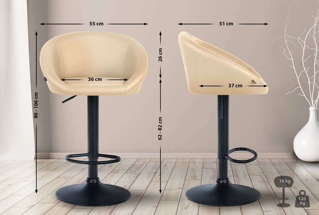 Barkruk Kunstleer - Elegante Fauteuil Stijl - 360° Draaibaar & In Hoogte Verstelbaar Kleur crème