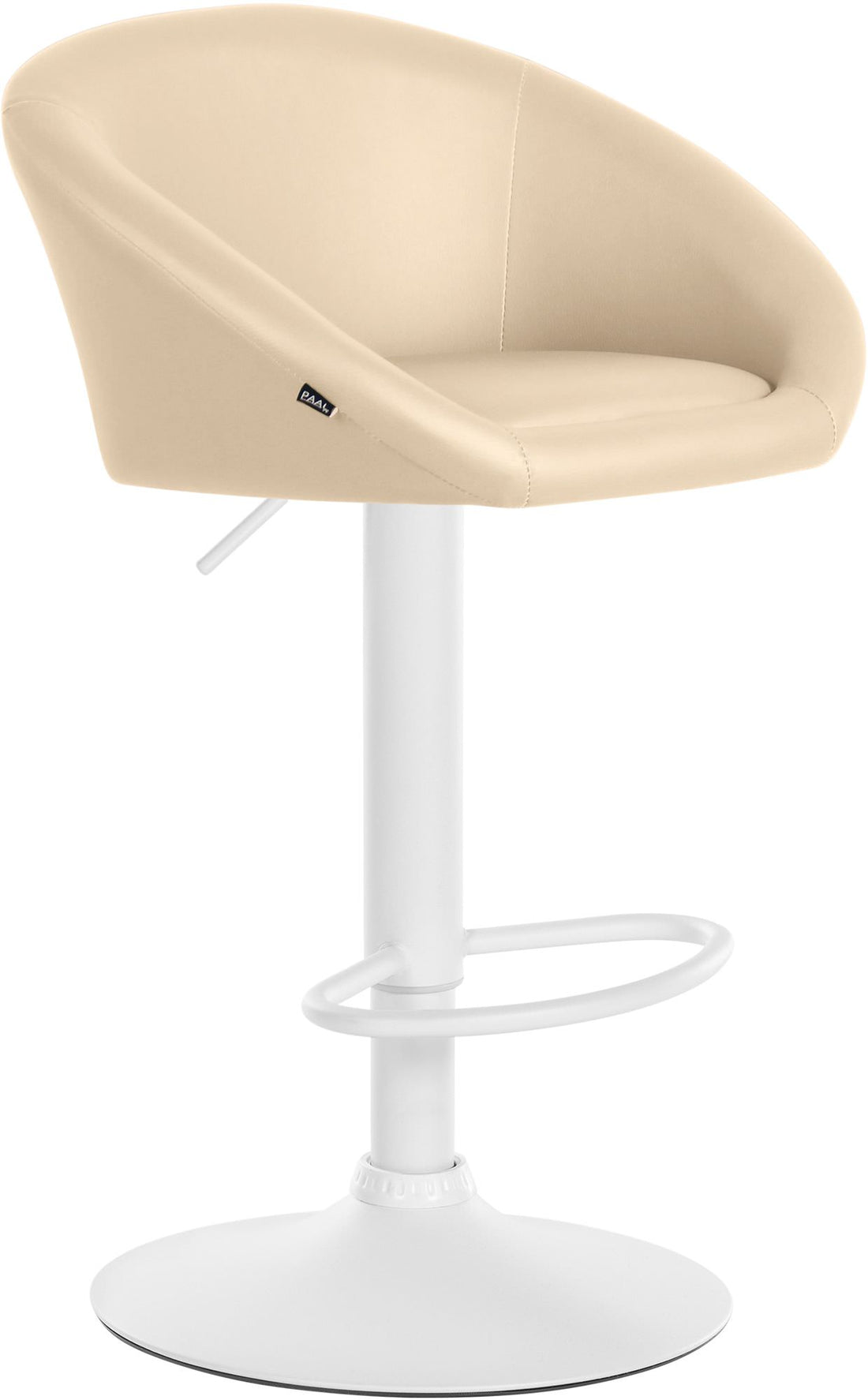 Kunstleren Barkruk - Luxueuze Fauteuilstijl - Hoogte Verstelbaar & 360° Draaibaar Kleur crème