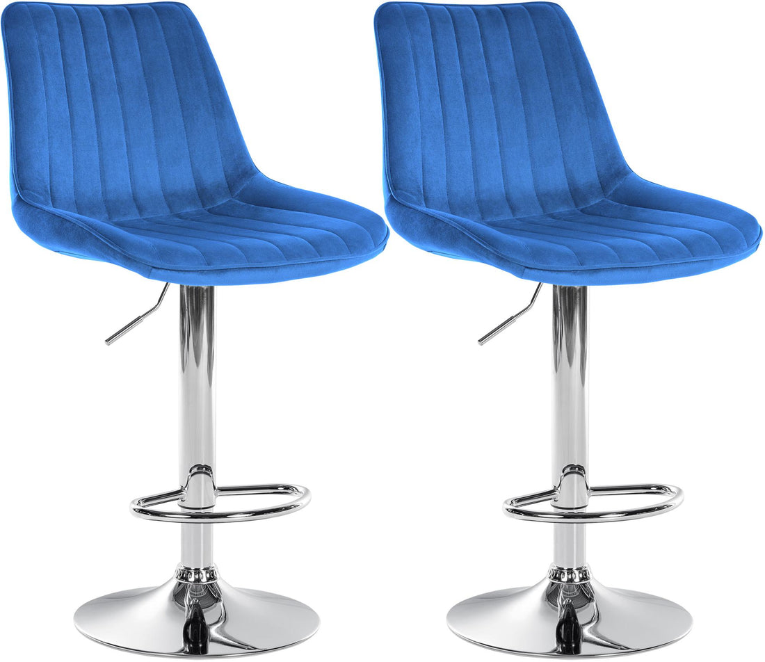 Set van 2 Velvet Barkrukken - Fluwelen Hoge Stoelen - Modern Design en Comfort Kleur blauw