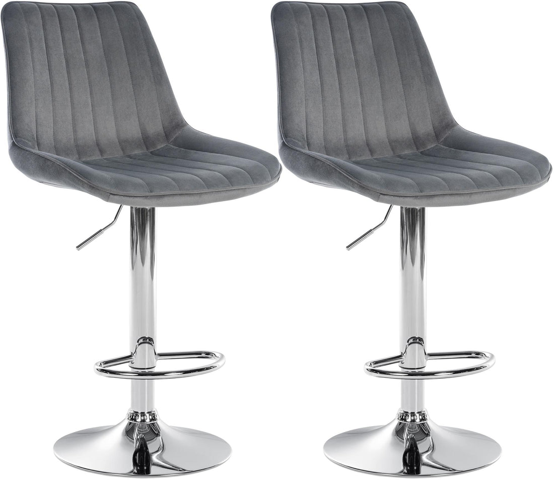 Set van 2 Velvet Barkrukken - Fluwelen Krukken - Ultiem Zitcomfort Kleur donkergrijs