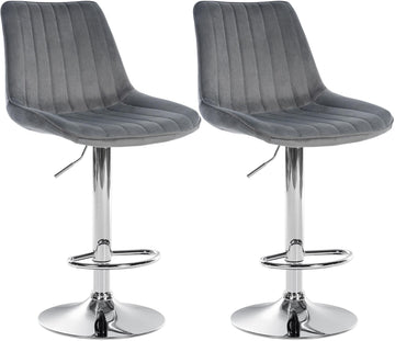 Set van 2 Velvet Barkrukken - Fluwelen Krukken - Ultiem Zitcomfort Kleur donkergrijs