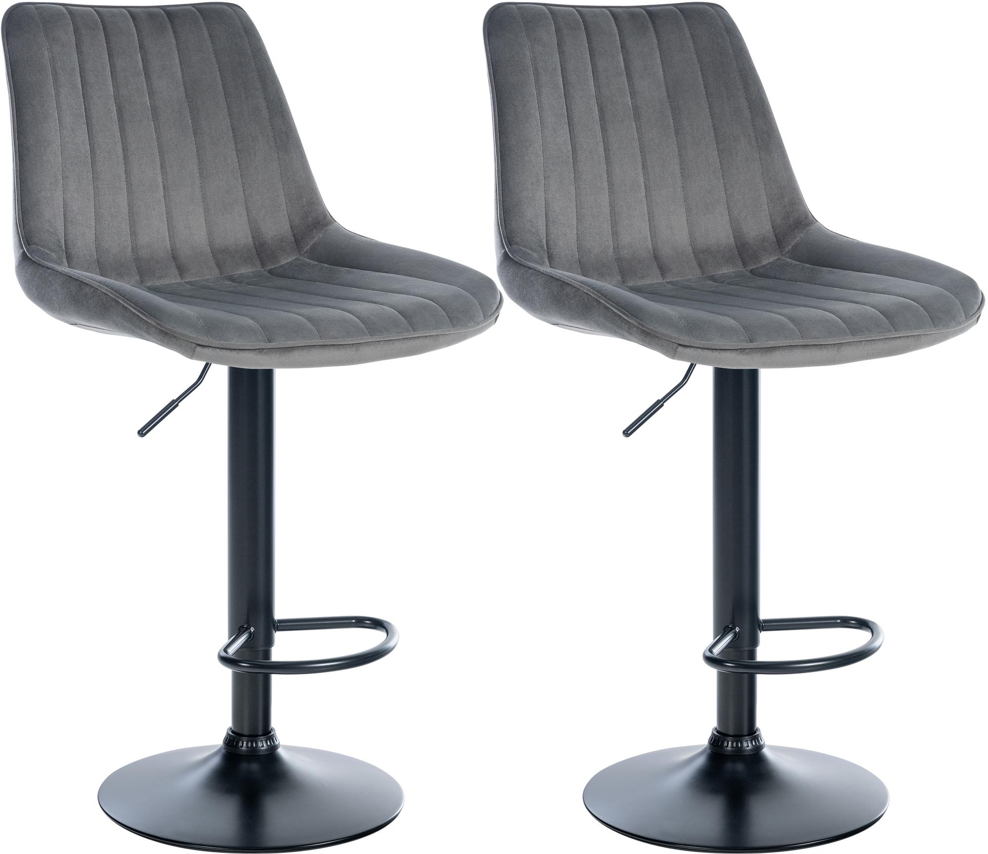 2-delige set Fluwelen Barkrukken - Barstoelen - Optimaal Zitcomfort Kleur donkergrijs