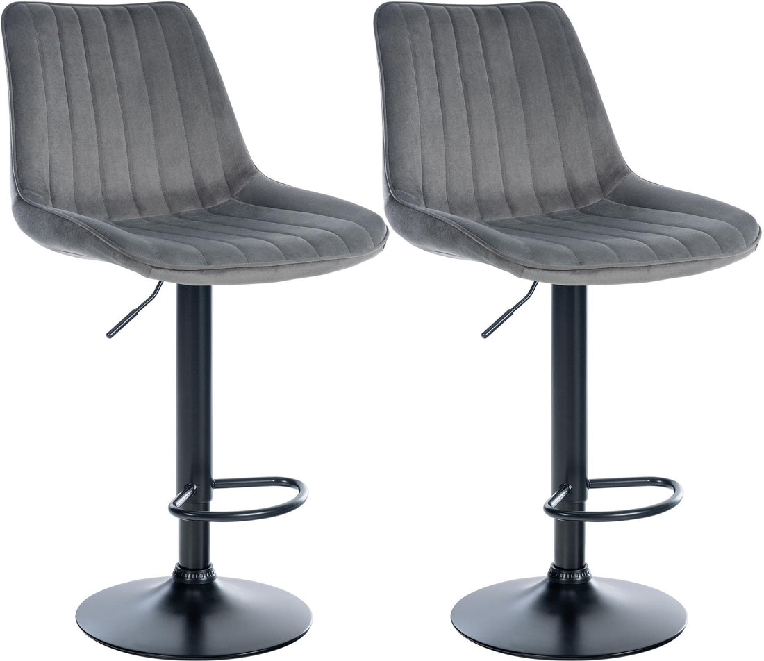 2-delige set Fluwelen Barkrukken - Barstoelen - Optimaal Zitcomfort Kleur donkergrijs